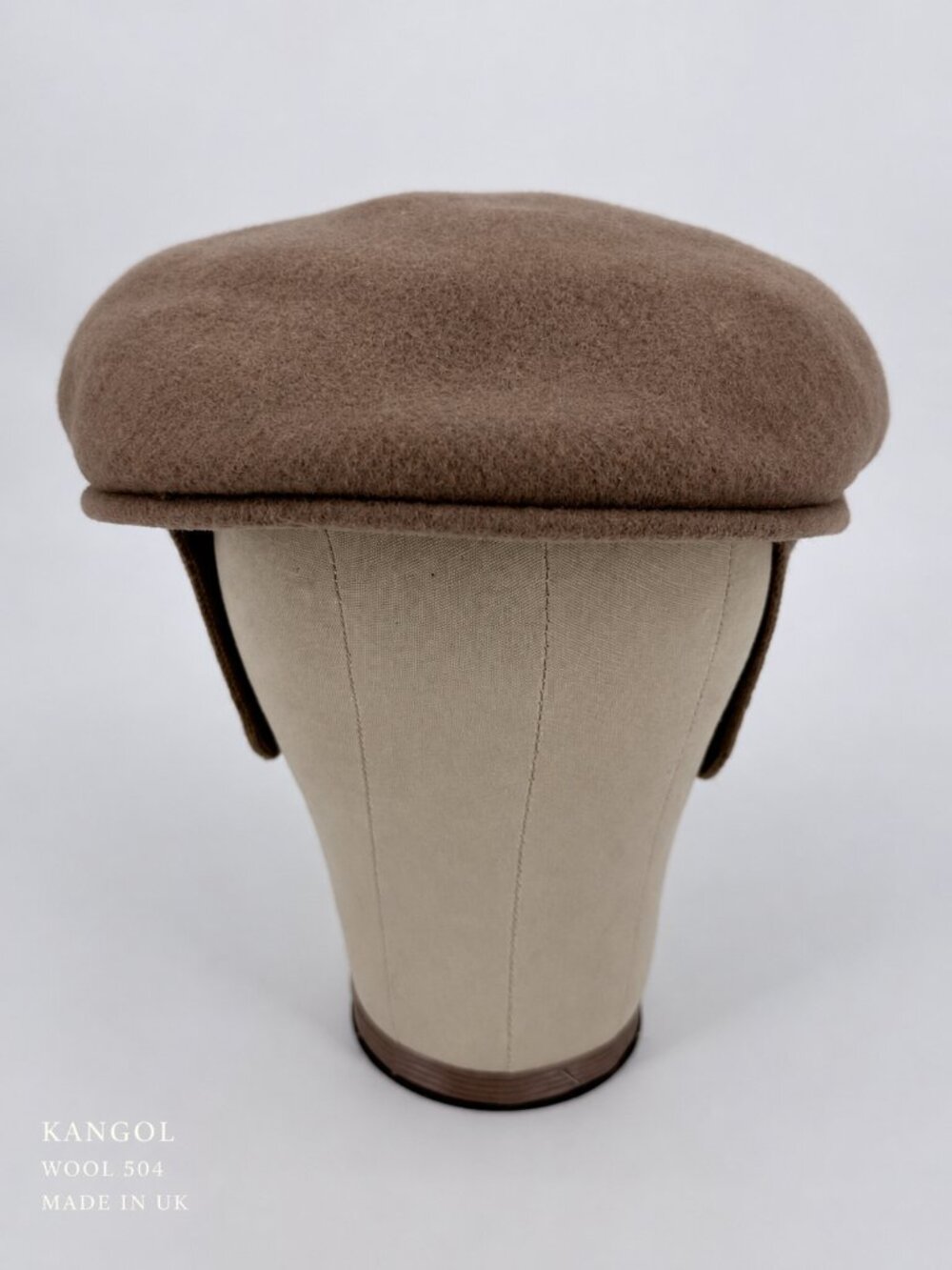 Kangol Wool 504 Earlap Hat 🎩 UK Made Taupe Size M